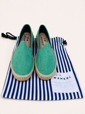 Manebí Green Espadrilles Size 41 Canvas Slip On Made in Spain US 10.5